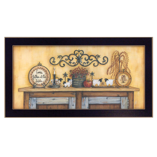 "Come Gather at Our Table" By Mary June, Printed Wall Art, Ready To Hang Framed Poster, Black Frame image