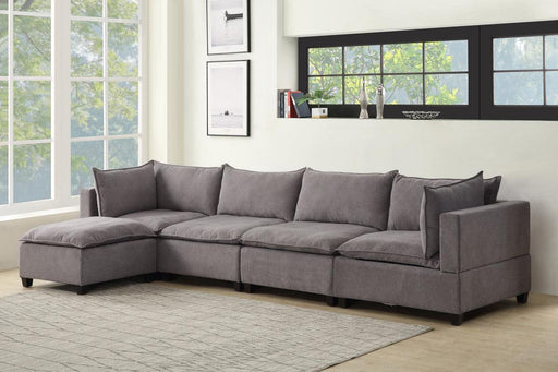 Madison Light Gray Fabric 5 Piece Modular Sectional Sofa Chaise image