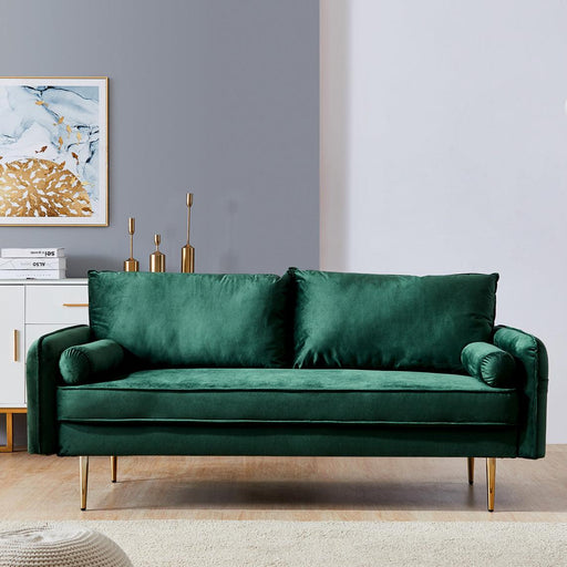 Velvet Fabric sofa with pocket-71‘’green image