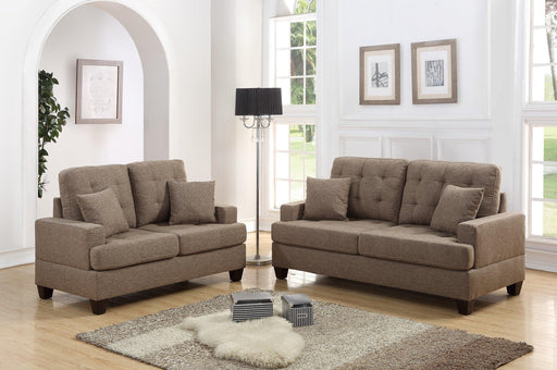 Living Room Furniture 2pc Sofa Set Coffee Polyfiber Tufted Sofa Loveseat w Pillows Cushion Couch Plywood base image