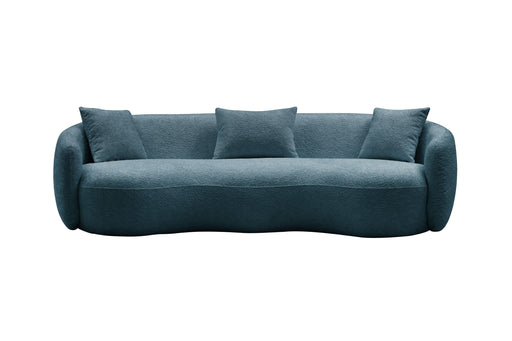 Modern Curved Sofa,  Boucle Fabric Couch for Bedroom, Office, Apartment，Blue image