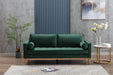 Fancy Style Living Room Furniture Green Velvet 1pc Sofa with Wooden Legs Pocket Coils Seating image