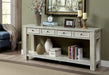 Sofa Table Antique White Rustic Solid woodStorage Table Open Shelf Bottom Living Room 1pc Side Table. image