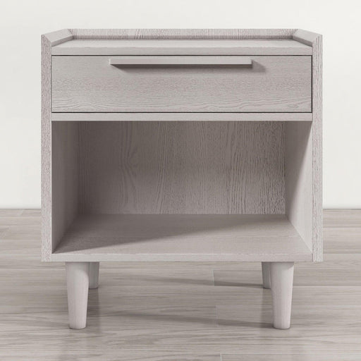 Modern Style Manufactured Wood One-Drawer Nightstand Side Table with Solid Wood Legs, Stone Gray image