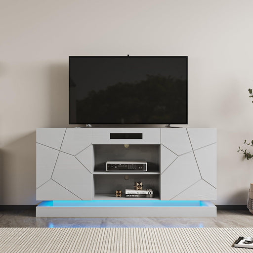 TV Cabinet , TV Stand with bluetooth speaker ,Modern LED TV Cabinet withStorage Drawers, Living Room Entertainment Center Media Console Table image