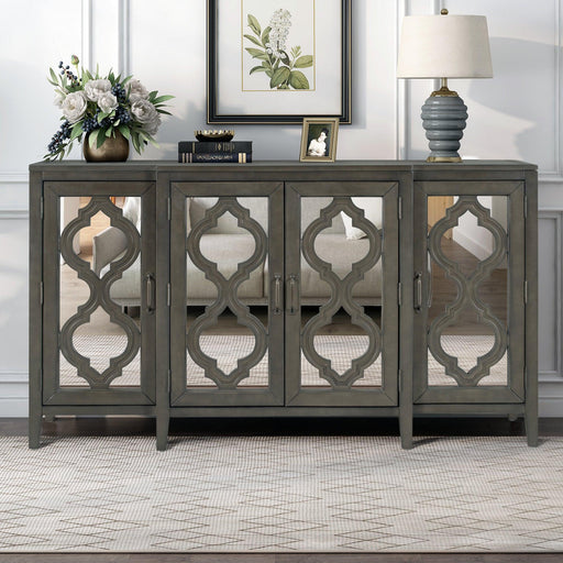 59.8‘’Modern Mirrored Console Table Sideboard for Living Room Dining Room with 4 Cabinets and 3 Adjustable Shelves (As Same As WF284039AAE) image