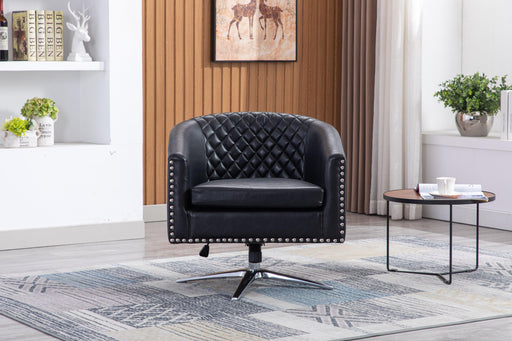 Swivel  Barrel chair living room chair with nailheads and Metal base image
