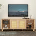 64.4" Rattan TV Stand for 65/70 inch TV Living RoomStorage Console Entertainment Center,2 open doors image