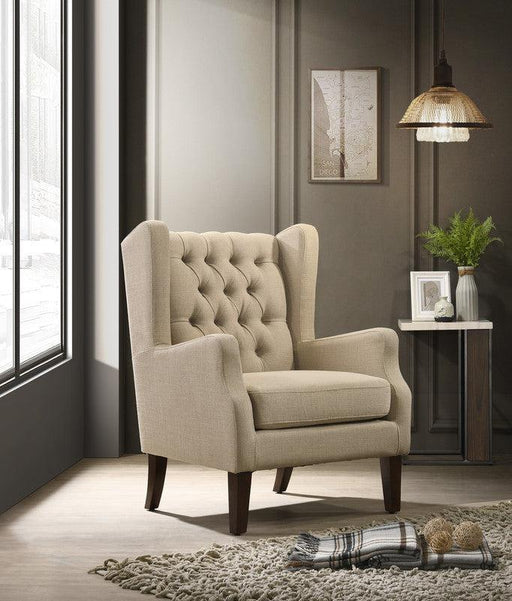 Irwin Beige Linen Button Tufted Wingback Chair image