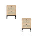 Set of 2 rectangle Rattan Bedside Table Nightstand  with Drawer 2 image