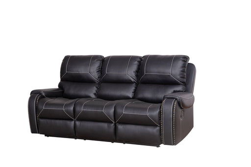 Faux Leather Reclining Sofa Couch 3 Seater for Living Room Black image