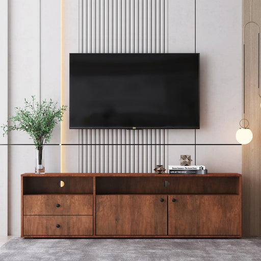 62.99 "Modern style multi-storage dark brown slide rail TV cabinet image