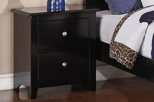 Bedroom Bed Side Table Nightstand Black Color Wooden 2 Drawers Table image