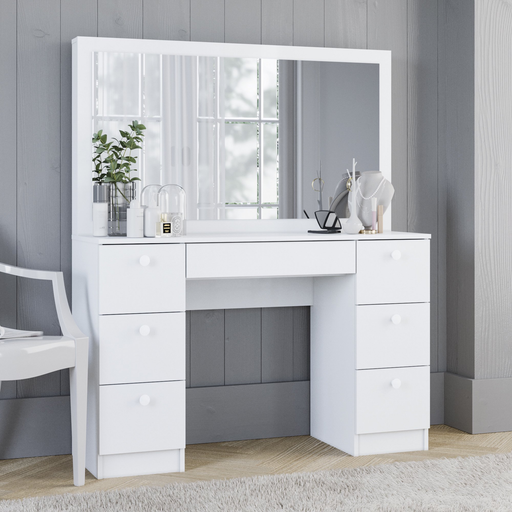 Modern Vanity Desk, White Finish, for Bedroom image
