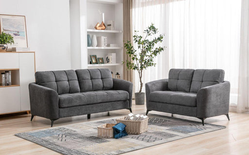 Callie Gray Velvet Fabric Sofa Loveseat Living Room Set image