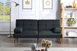Black Polyfiber Adjustable Tufted Sofa Living Room Solid wood Legs Plush Couch image