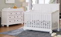 3 Pieces Nursery Sets Traditional Farmhouse Style 4-in-1 Convertible Crib +Dresser with Changing Topper,White image
