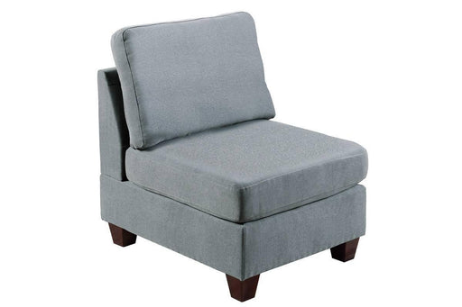 Living Room Furniture Armless Chair Grey Linen Like Fabric 1pc Cushion Armless Chair Wooden Legs image