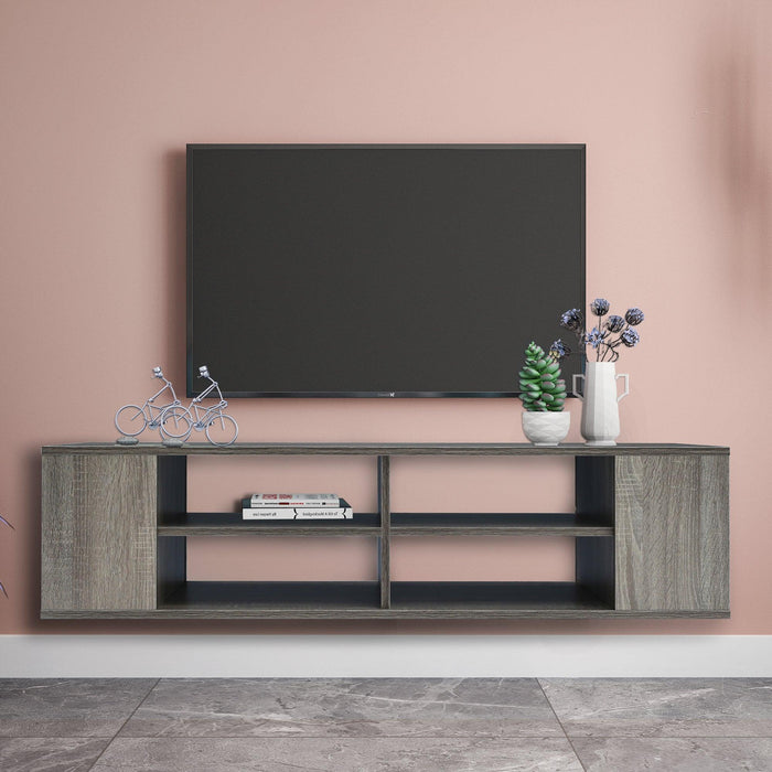 Wall Mounted Media Console,Floating TV Stand Component Shelf with Height Adjustable image