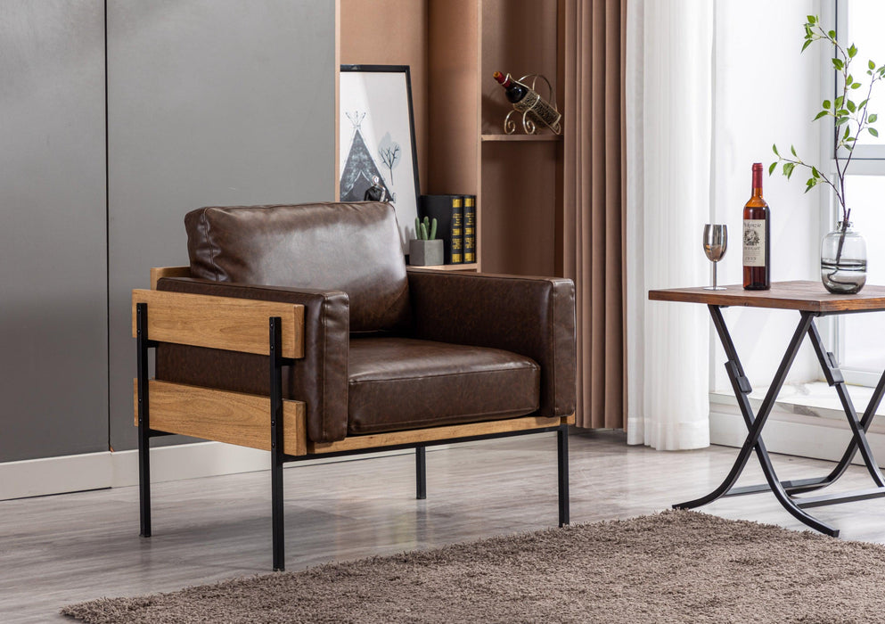 Single leisure sofa chair living room PU leather chairModern comfortable leisure armchair image