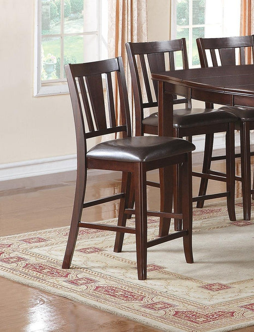 Simple Contemporary Set of 2 Counter Height Chairs Brown Finish Dining Seating Cushion Chair Unique Design Kitchen Dining Room Faux Leather Seat image