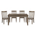 Country Casual Styling 5pc Dining Set Dining Table with Drawers and 4x Side Chairs Wire Brushed Brown Finish Wooden Furniture image