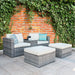5 Pieces Outdoor Patio Wicker Sofa Set Grey Rattan and Beige Cushion with Weather Protecting Cover image