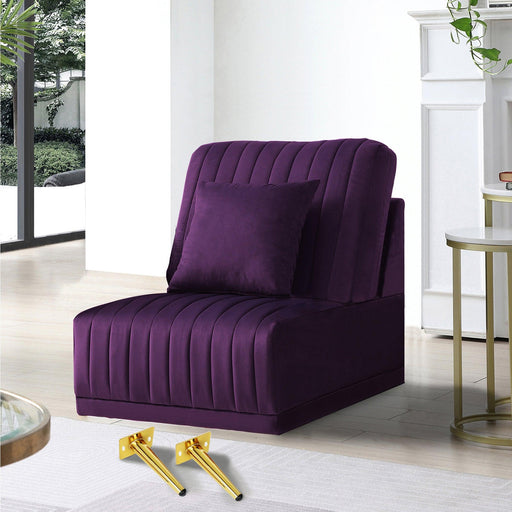 Purple Velvet Accent Chair Living Room Chair Upholstered Middle Chair With ld Legs , not sold separately, needs to be combined with other parts or multiple seats image