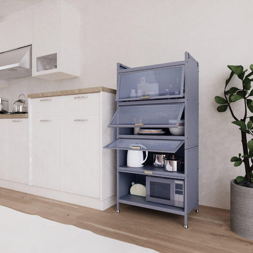2023 Upgraded Metal MobileStorage Cabinet, 4 Drawer VerticalStorage Cabinet with Up-Flip Glass Doors for Home Office, Living Room, Bedroom, KitchenStorage Pantry Cabinet image