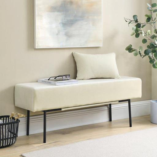 Contemporary Style Bedroom Velvet Upholstered Bench, Beige,( 45'' x13''x 17''） image