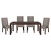 Contemporary Dark Brown 5pc Dining set Table with Extension Leaf and 4x Upholstered Side ChairsModern Dining Room Furniture image