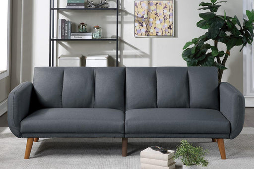 ElegantModern Sofa Blue Grey Color Polyfiber 1pc Sofa Convertible Bed Wooden Legs Living Room Lounge Guest Furniture image