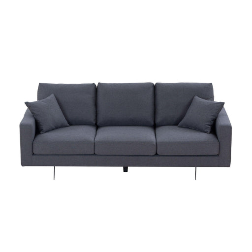 Modern Grey Three-Seat Sofa with Thick Sponge and Two Pillows, 87.40inch image
