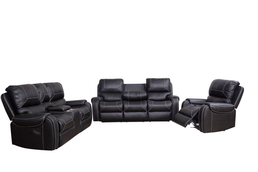 Faux Leather Reclining Sofa Couch Set 1+2+3 for Living Room Black image