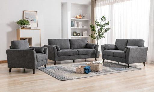 Damian Gray Velvet Fabric Sofa Loveseat Chair Living Room Set image