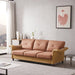 Living Room Furniture Linen Fabric Faux Leather with Wood Leg Sofa (Red Brown) image