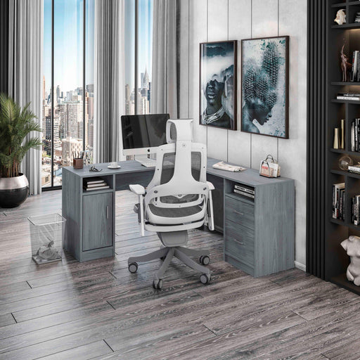 Techni Mobili Functional L-Shape Desk withStorage, Grey image