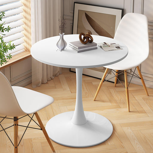 32"Modern Round Dining Table with Round MDF Table Top,Metal Base Dining Table, End Table Leisure Coffee Table,White image