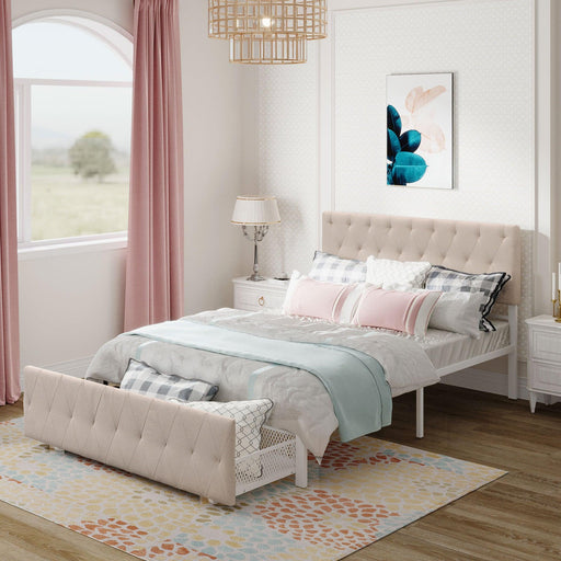 Full SizeStorage Bed Metal Platform Bed with a Big Drawer - Beige image