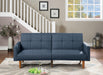 Transitional Look Living Room Sofa Couch Convertible Bed Navy Polyfiber 1pc Tufted Sofa Cushion Wooden Legs image