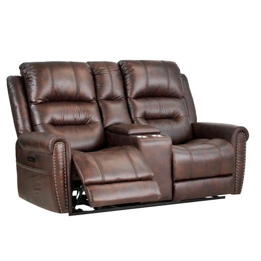 Leather Gel Brown 71" Width Power Reclining  Console Loveseat With Power Headrest ( Sofa ) image