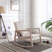Solid wood linen fabric antique white wash painting rocking chair with  removable lumbar pillow image