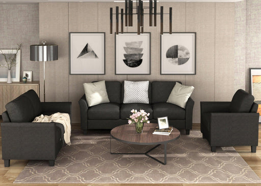 Living Room Sets Furniture Armrest Sofa Single Chair Sofa Loveseat Chair 3-Seat Sofa (ChairLoveseat Chair&3-Seat Sofa, Black) image