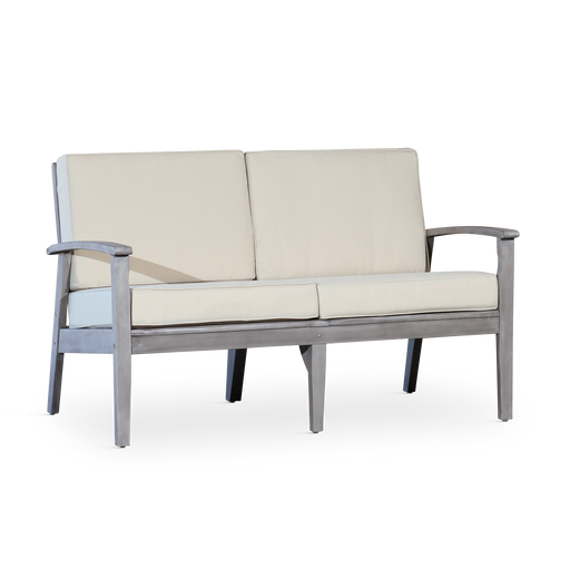Eucalyptus Loveseat with Cushions, Silver Gray Finish, Sand Cushions image