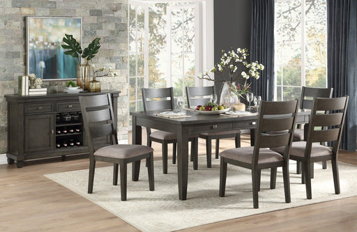 Gray Finish 7pc Dining Set Table with 6x Drawers and 6x Side Chairs Upholstered Seat Transitional Dining Room Furniture image