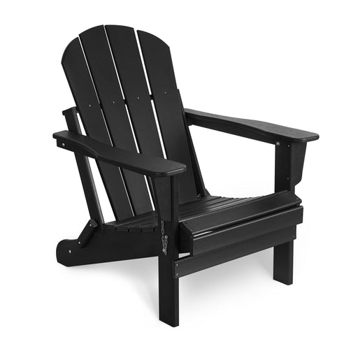 Folding Adirondack Chair Outdoor, Poly Lumber Weather Resistant Patio Chairs for Garden, Deck, Backyard, Lawn Furniture, Easy Maintenance & Classic Adirondack Chairs Design, Black image
