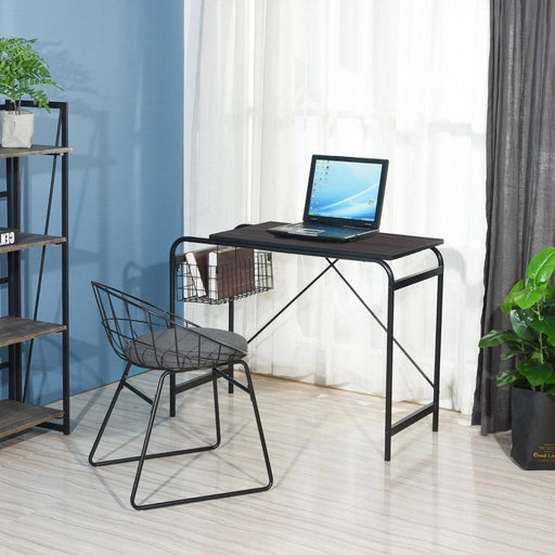31.5" Computer Desk/ Home office desk With WireStorage Basket - walnut & black image