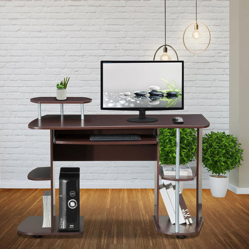 Techni Mobili Complete Computer Workstation Desk WithStorage, Chocolate image