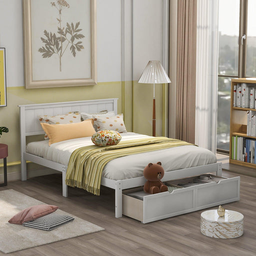 Full Size Platform Bed with Under-bed Drawers, White image
