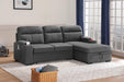 Kaden Gray Fabric Sleeper Sectional Sofa Chaise withStorage Arms and Cupholder image